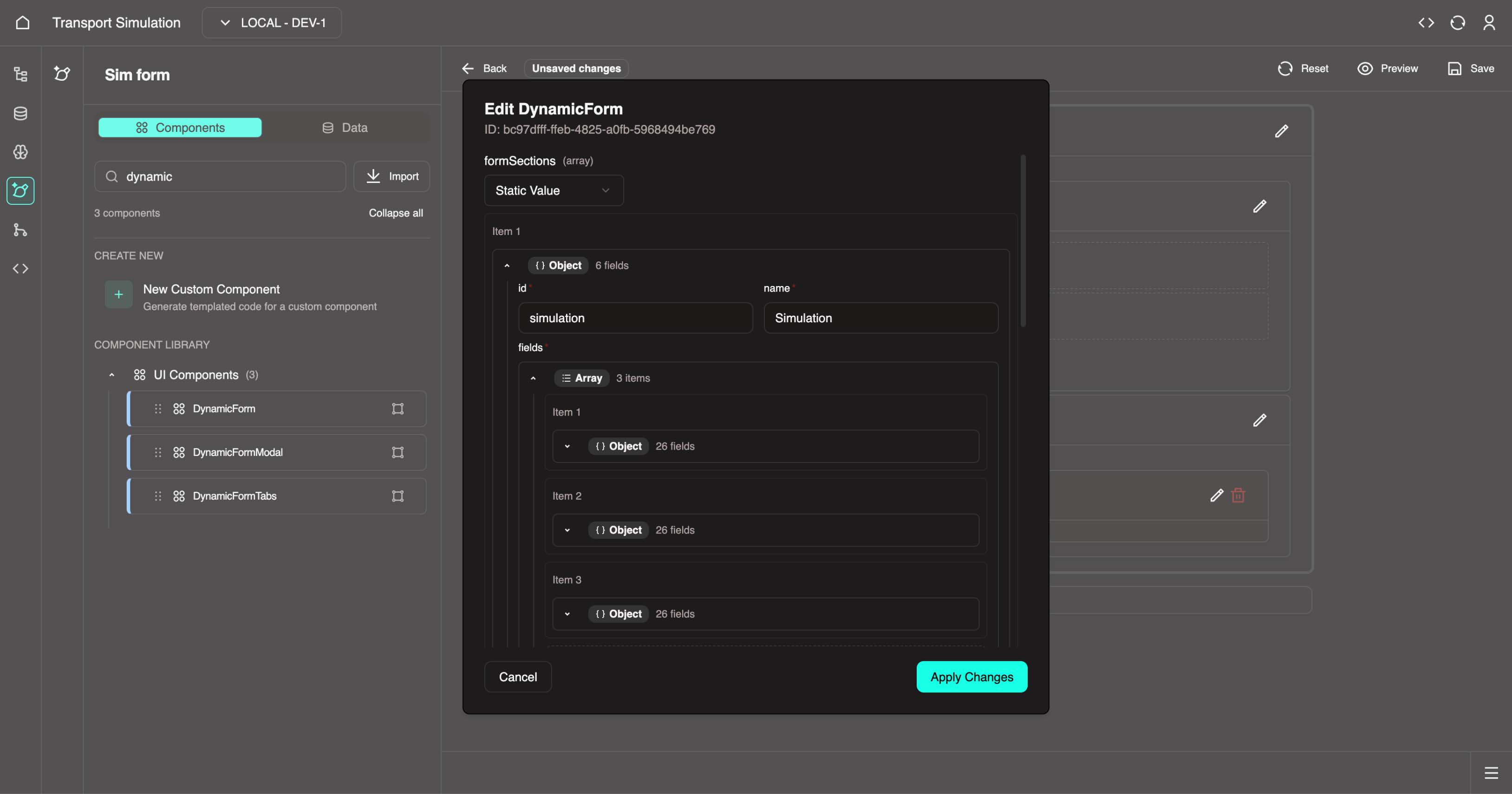 Simulation form