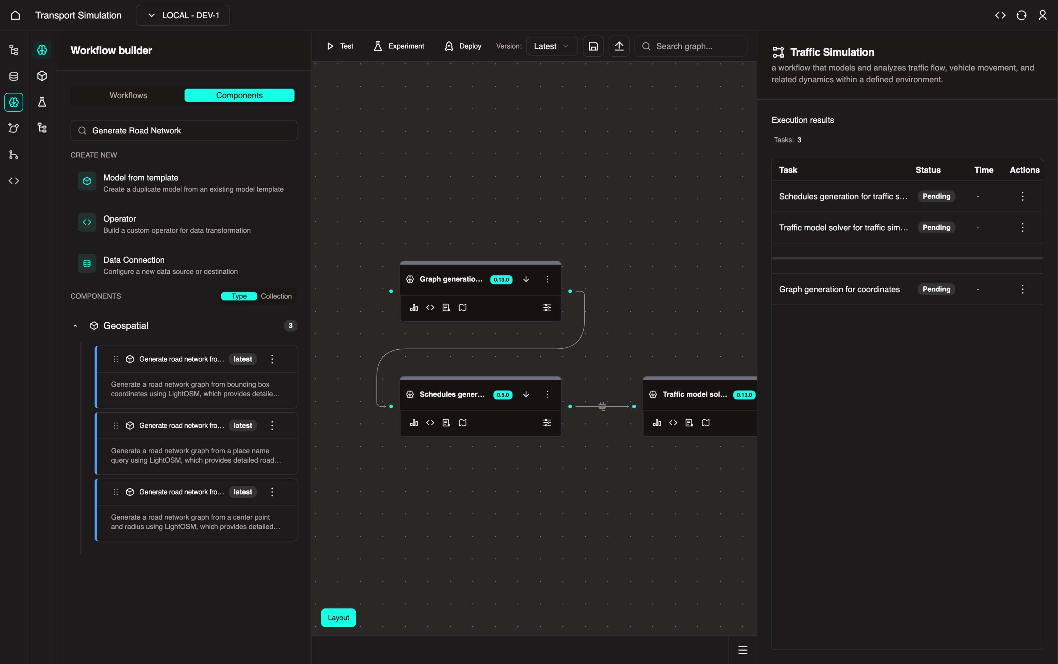 Drag the right end of the Graph generation node to the left end of the Schedule generation node