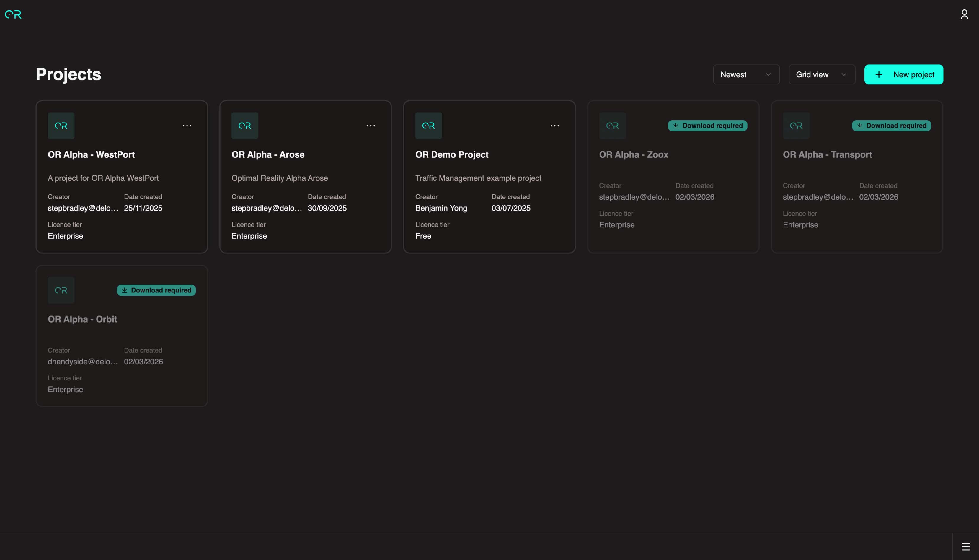 New Project Button
