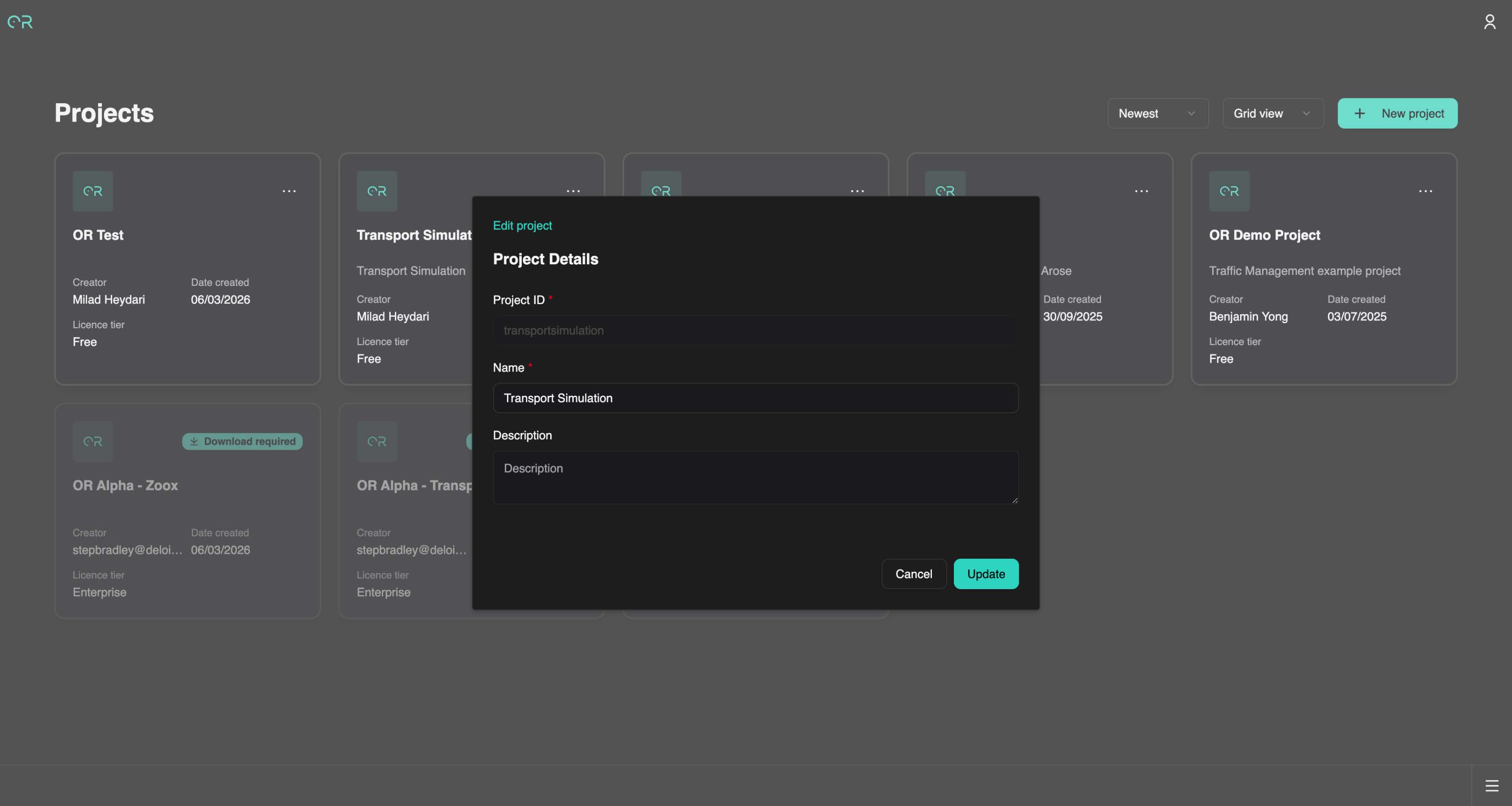 Project details with ID